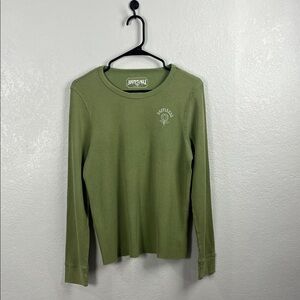 American‎ Eagle Women’s Olive Textured Long Sleeve Happiness embroidered Sz XL